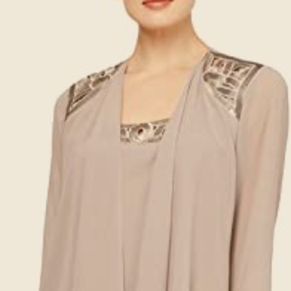 S.L. Fashions Women's Embellished Tiered Sequin Jacket Dress Size 16orn